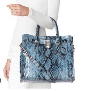 Michael Kors Hamilton Blue Snakeskin   Bag